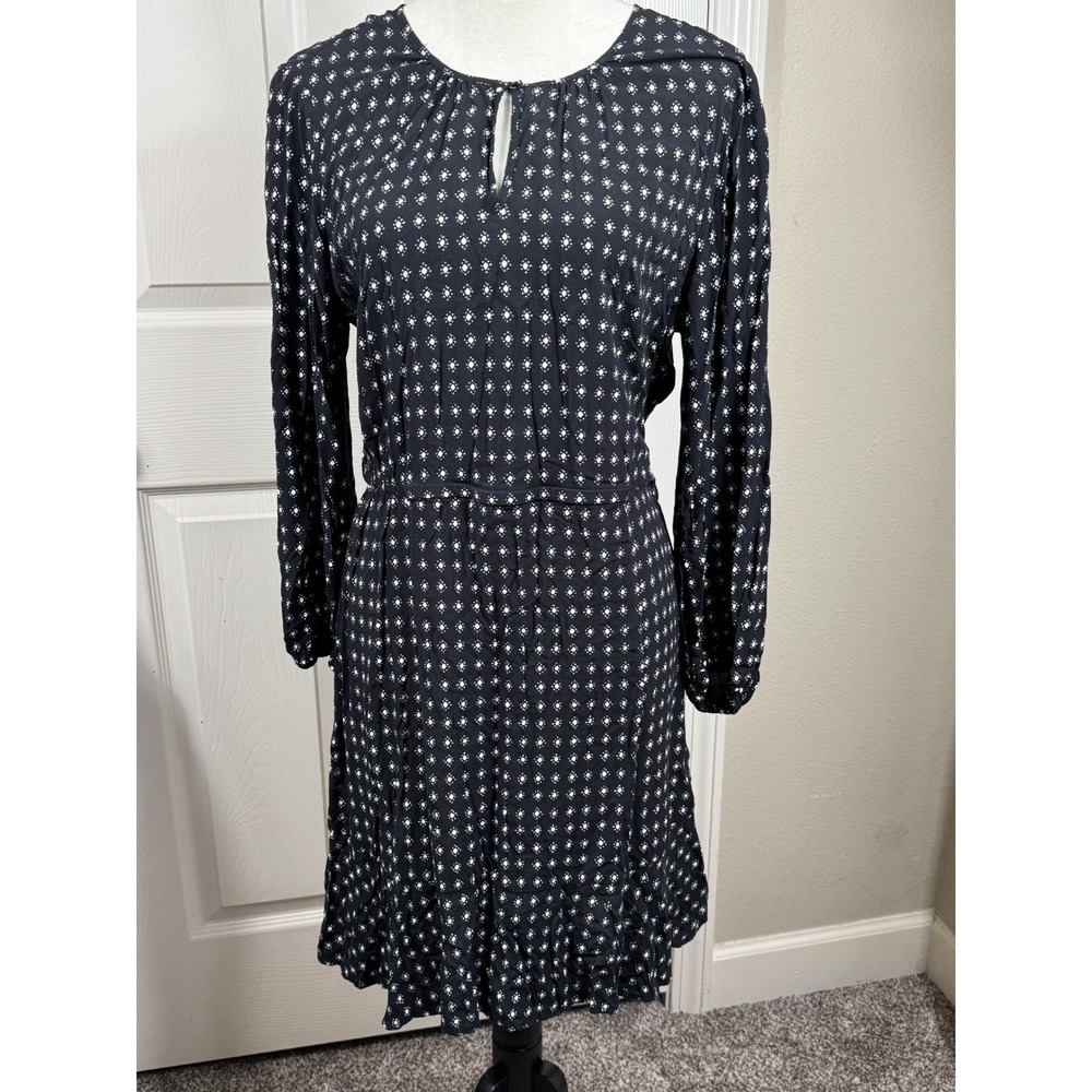 Old Navy‎ Medium Knee Legnth Keyhole Black & White  Patterned Longsleeve Dress